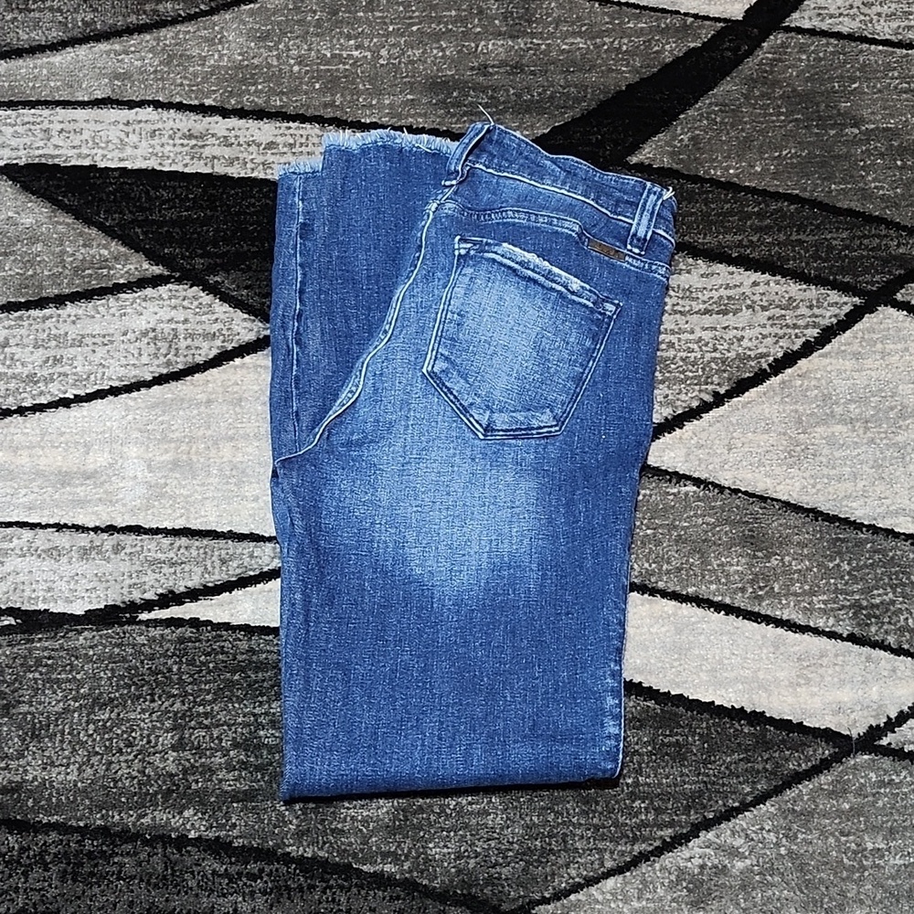 KANCAN RAW-EDGE BOTTOM HEM FACTORY DISTRESSED SKINNY DENIM JEAN PRICE FIRM